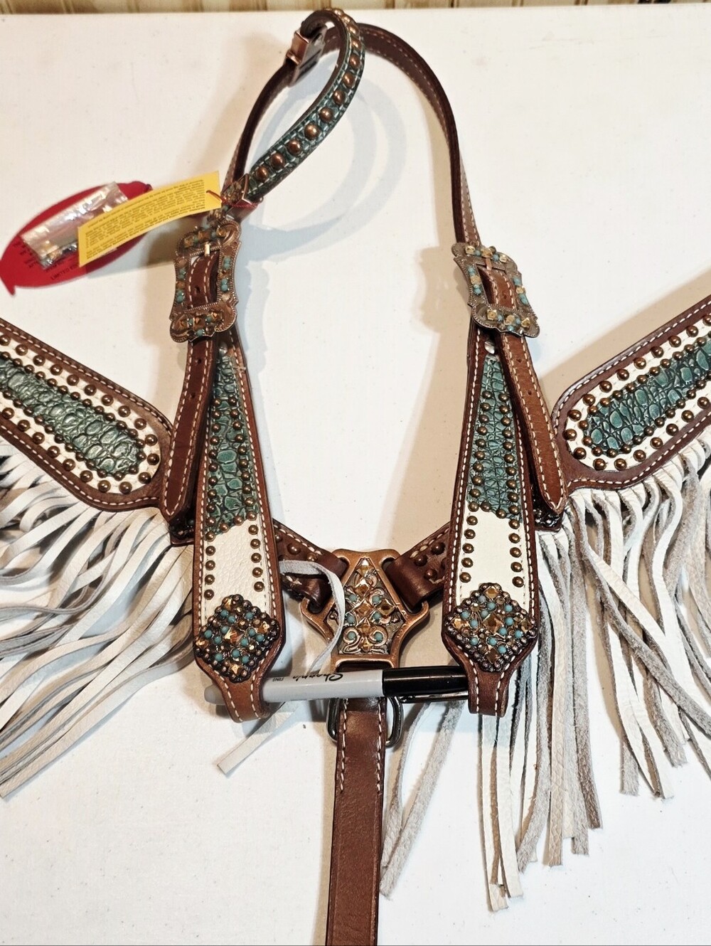 New Western Fringe Horse Bridle & Breastcollar Set w/ Quilted Tack Storage Bag